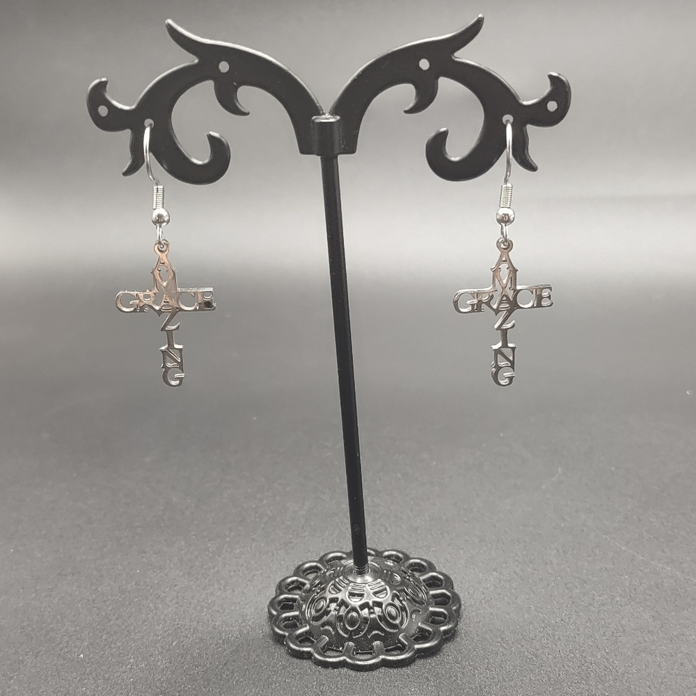 925 Sterling Silver Amazing Grace Christian Earrings Christmas Birthday Gift